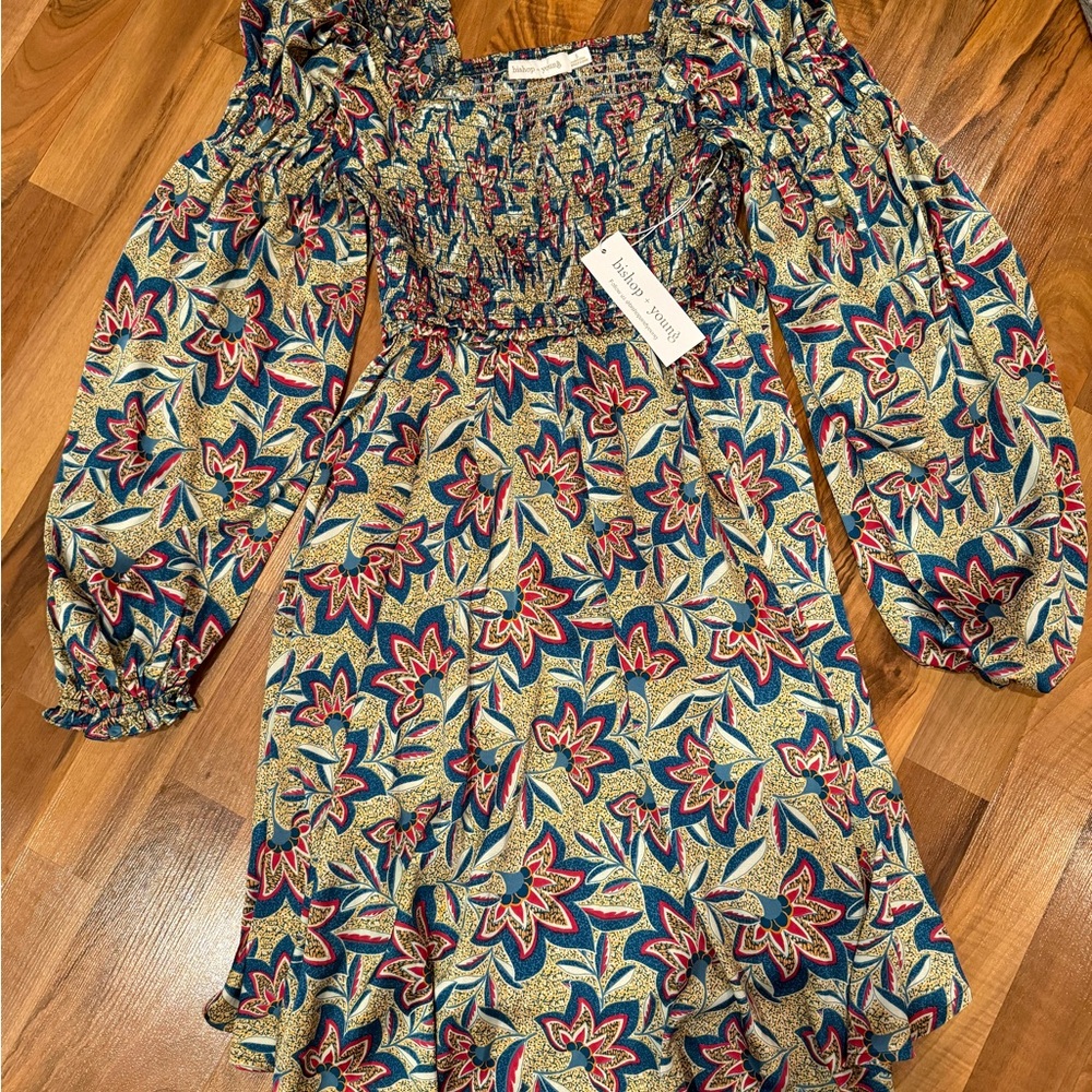 Bishop + Young women size small dress smocked bodess NWT